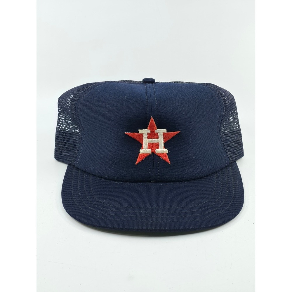 Vintage Houston Astros Par Cap Trucker Hat Navy Blue Snapback‎ MLB USA Made L/XL